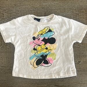 ZARA Disney White Tee with Colorful Minnie Mouse Design 2T